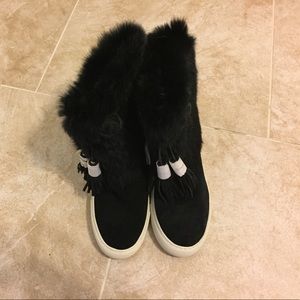 Tory Burch Anjelica Fur Cuff Ankle Booties